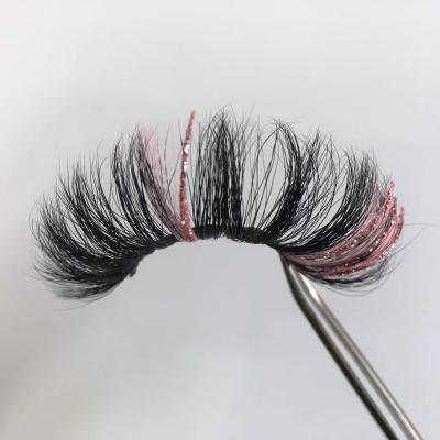 China Handmade Full Strip Eyelashes Valentines Day Rainbow Colored White Blue Color 3d Mink Eyelashes Glitter Lashes Red Rose Glitter Party for sale