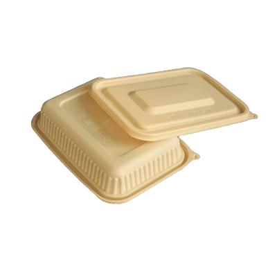 China Modern Rectangle Biodegradable Plastic Cornstarch Food Box With Lid for sale