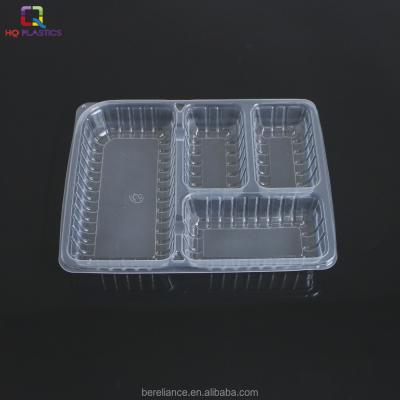 China 100% Plastic Food Grade Materials Four Compartment Food Grade Food Insert Packaging Trays for sale