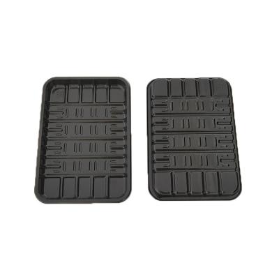 China Disposable Rectangular Black Plastic Blister Packaging Serving Tray for sale