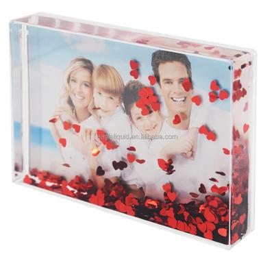 China Rectangle Shape Indoor Customized Picture Frame 4R Glitter Liquid Photo Frame for sale