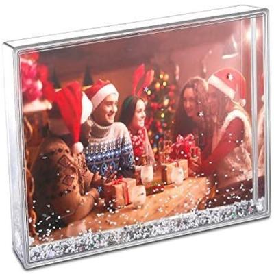 China Liquid Glitter Photo Frame Festival Friends Couples Present Family Gifts Beautiful Floating Water Liquid Glitter Photo Frame for sale