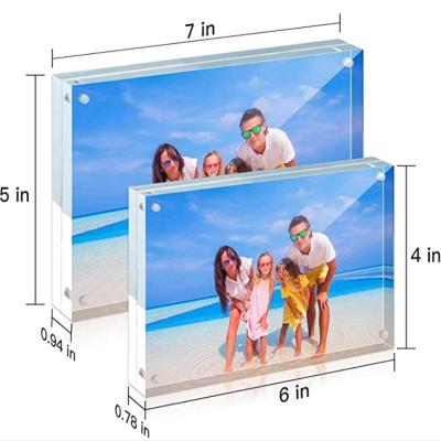 China Clear Sided Picture Frames Block Magnetic Acrylic Picture Frame 4x6