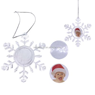 China Cheap Home Hanging Snowflake Shaped Christmas Tree Ornament Christmas Tree Decoration Bauble Decoration Gifts With Photo Insert for sale