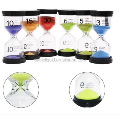 China 1/3/5/10/15/30 Black Mini Timer Hourglass Timer Plastic Hourglass Plastic Waterproof Custom Cover Sand Timer for sale