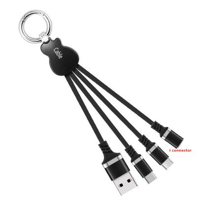 China Automotive New Design Business Promotional Gift 3 in 1 Juitar Key Chain USB Cable Charging Fast Charging Cord With LED Light for sale