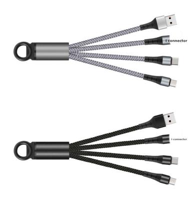 China Mobile Phone Key Chain Charging Cable 3 In 1 Multi USB Cable Charger Line Universal Adapter Cord With Micro C Type Connectors Accept OEM Logo for sale