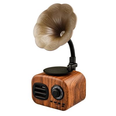 China BT Visual Portable Speaker Call Wireless Speaker With Speaker Support TF FM Radio Wooden Retro Music for sale