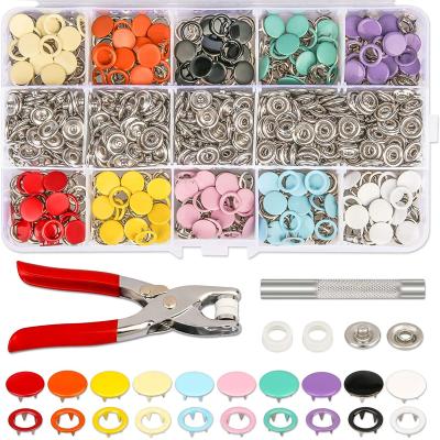 China LEAD FREE 804Pcs Snaps Kit Tool Hollow and Solid Metal Fork Snaps Snaps with Setting Tool for Clothing200 Sets, 10 Colors, 9.5mm for sale