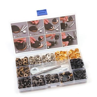 China Snaps Leather Kit of 120 Viable Set, 12.5mm Metal Button Snaps Snaps with 4 Setter Tools, 6 Color Leather Snaps for Clothes for sale