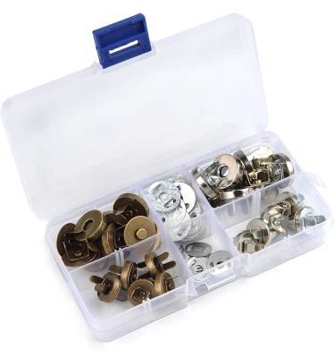 China 20Set 14/18mm Magnetic Magnetic Snap For Purse Bag Fastener Clasp Magnetic Button With Storage Box Silver/Antique Brass - for sale