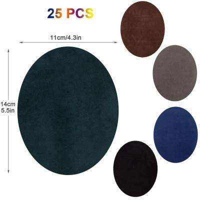 China 3D 25 Pieces Repair Iron Patches 5 Colors For Sweater Repair Crafts Repair Kit For Clothing Jeans Suede Cowhide Oval Elbow Patches for sale