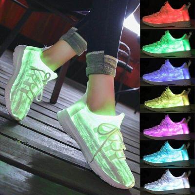 China Flashing Light Shoe Light Men Women Trainers Fashion Led Top Lighting Shoes Textile With Fiber Optic Light for sale