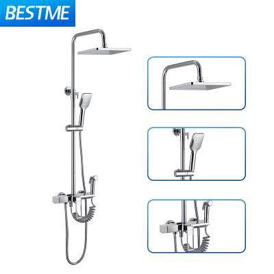 China With Slide Bar Bathroom Design Single Handle 4 Shower Faucet Bath Shower Spray Level Set With Shower Gun for sale