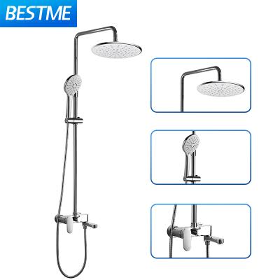 China With Sliding Bar Chrome Color Design Bathroom Wall Mounted Whole Body Bath Faucet Shower Sets Brass for sale