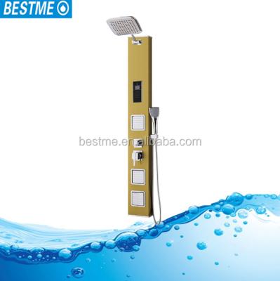 China Cheap Sliding Bar New Arrival Bathroom 5 Function 304 Stainless Steel Gold Shower Panel for sale