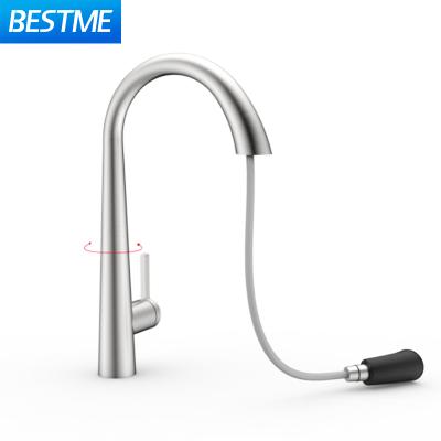 China Main Body 2 Color Options Brass Deck Mounted Kitchen Faucet Mixers Long Water Taps Pull-Down Type Metered Neck Faucet for sale