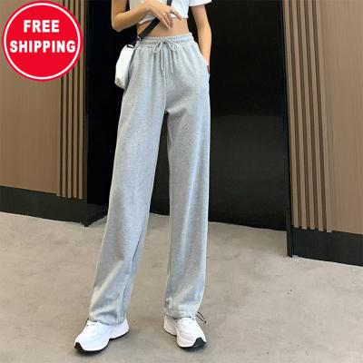 China free shipping Anti-wrinkle white gray black long leisure casual sports plus size pants wide leg pants for women for sale