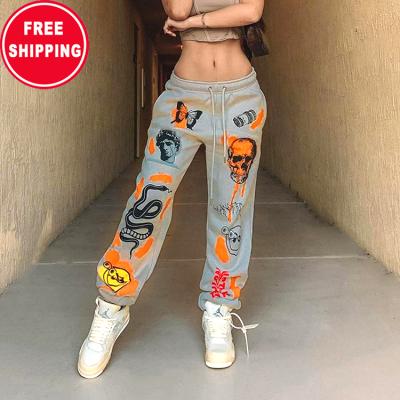 China Anti-wrinkle Cartoon Print Plus Size Women's Trousers Women's Track Pant Fashion Women Jogging Cargo Pants Trousers for sale