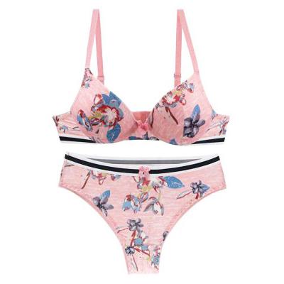 China Sexy QUICK DRY women cotton printed plus size seamless sports bra ladies underwear bra set for sale