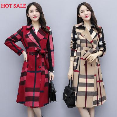 China 2022 Hot Selling Viable Winter Fashion Long Jacket Women's Grid Matching Elegant Korean Oversized Thick Woolen Ditch Coat for sale