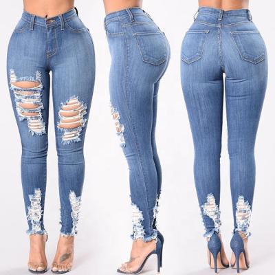 China 2021 QUICK DRY ripped high waist stretch jeans women spandex skinny jeans women jeans women stretch for sale