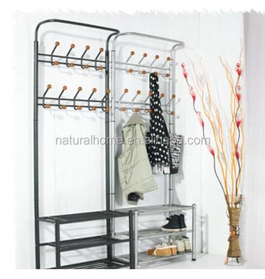 China Home Shoe Rack Furniture Metal Hat Stands Coat Hanger Rack With Shoe Rack Space Saver for sale