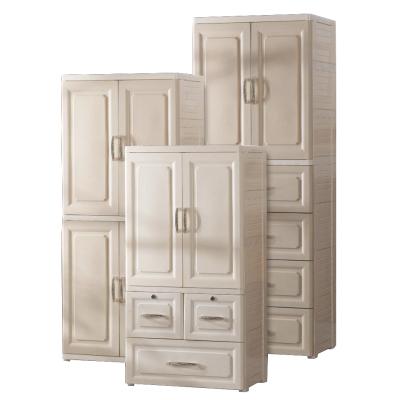 China Lightweight living room storage cabinet plastic wardrobe with wheels for sale