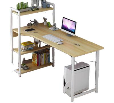 China MDF board +iron tube edge computer table modern design for home style laptop table with book shelves for sale