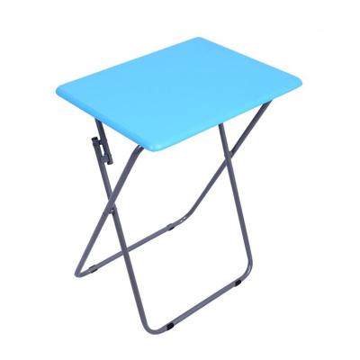 China Blue Popular Foldable Table Small Folding MDF Easy Carry Portable Desk for sale