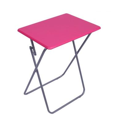 China Hot Pink MDF Small Foldable Desk Easy Carry Portable Folding Table for sale