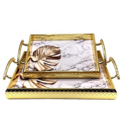 China Sustainable Custom Plastic Multi-pattern Printing Serving Tray Handle Rolling Tray for sale