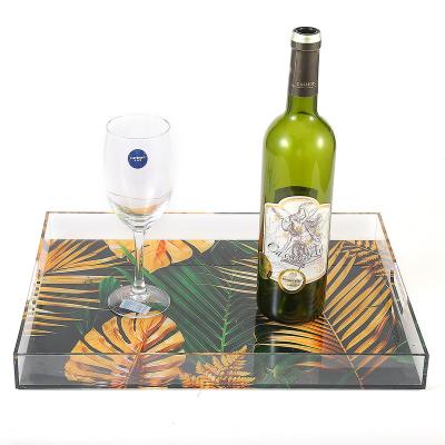 China Viable Clear Plastic Tray Fashion Color Pattern Wine Tray Customized With Lid Tray for sale