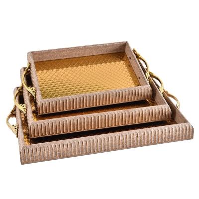 China High Quality Sustainable Wooden Tray Household Metal Rectangular Tray Coffee Table Plastic Tray for sale