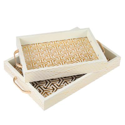 China Sustainable Wooden Square Breakfast Tray Kitchen Home Wooden Tray Restaurant Serving Tray With Handle for sale