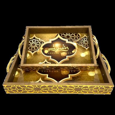 China New finished rectangular home viable Tray Modern Hotel Decoration Serving Tray Glass Mirror Tray for sale