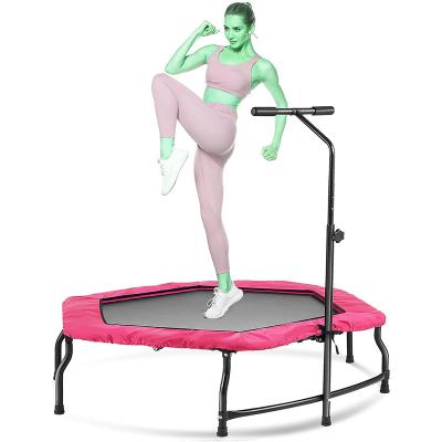 China Durable Foldable Trampoline, 50 Inch Fitness Trampolines For Adults Kids Rebounder With 3 Tier Adjustable Foam Handle for sale