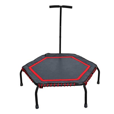 China Without Protective Net Foldable Trampoline, 50 Inch Fitness Trampolines For Adults Kids Rebounder With 3 Level Foam Adjustable Handle for sale