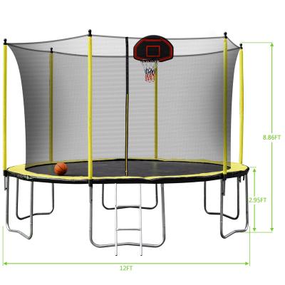 China With Protective Net 14FT Trampoline With Enclosure - Recreational Trampolines With Ladder And Galvanized Anti-rust Coating, Outdoor ASTM Approval for sale