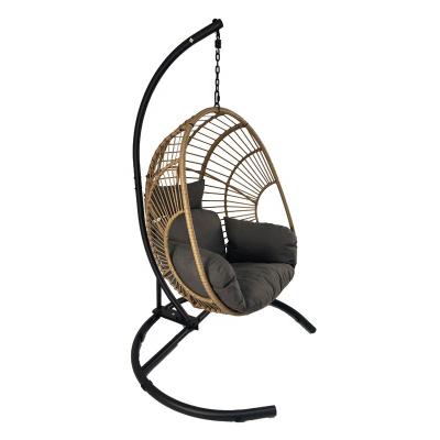 China Modern Hot Selling Modern Rattan Egg Swing Hanging Chair With Metal Stand for sale