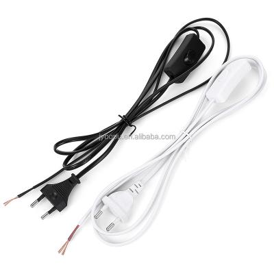 China 1.8M Home Appliance Lamp Wire EU 2 Pins Plug in Lamp Cord Cable with Stripped Ends Ready for Wiring for sale