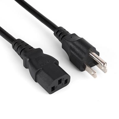 China Home Appliance America PC Power Cable Computer USA AC Standard Cord 3pin Plug In US 3 Pin Power Cable For Computer for sale