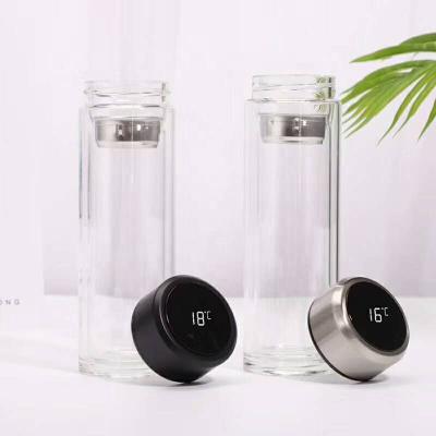 China Disposable Intelligent Led Temperature Display Drink Glass Water Bottle for sale