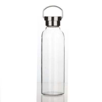 China High Quality Custom Viable Square Glass Water Bottle With S.S Lid for sale