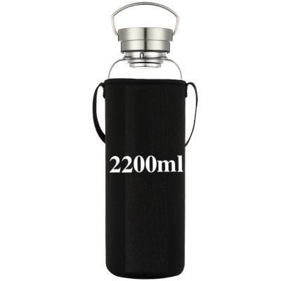 China 2L 2.2L half gallon viable wide mouth eco motivational water bottle with custom logo bpa free to infuse for sale