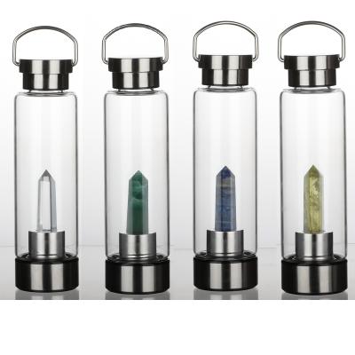 China 2020 New Design Gem Viable Crystal Water Bottle Borosilicate Glasses for sale