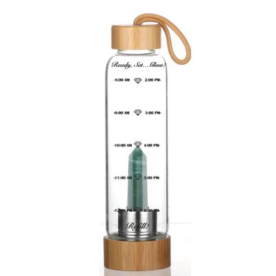 China Sustainable bpa free cheap bamboo crystal infused glass water bottle for sports for sale