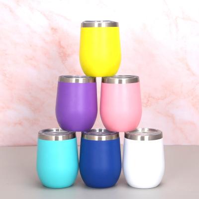 China 12oz Disposable Travel Sublimation Stainless Steel Wine Coffee Mugs Stemless Insulated Tumbler for sale