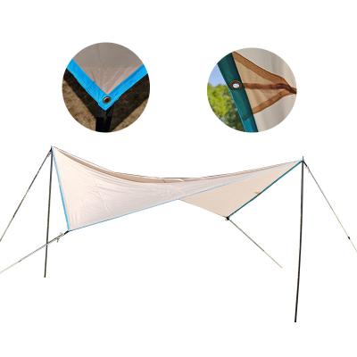 China Straight Tying Type 210T Ripstop Sun Shade Rain Fly Tarp Polyester Fabric Ultralight Outdoor Waterproof Camping Tent Shelter Portable Tarp Tent for sale