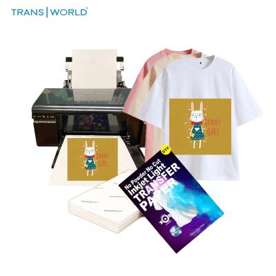 China Apparel Transworld In Stock Custom Heat Transfer Paper T-shirt Light A4 Heat No Transfer No Cut No Trace Inkjet Transfer Paper for sale